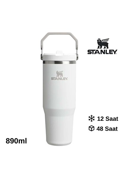 Stanley The IceFlow Flip Straw Pipetli Termos Bardak 0.89 LT Matara BEYAZ