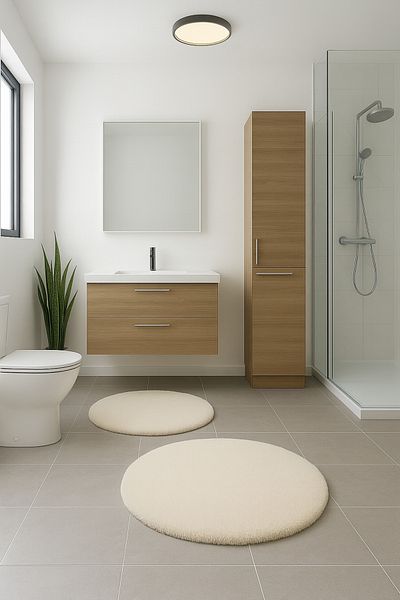 KEVLİNE Bathroom Mat Round Double Toilet Set 80X80 - 60X60, Soft Soft Key