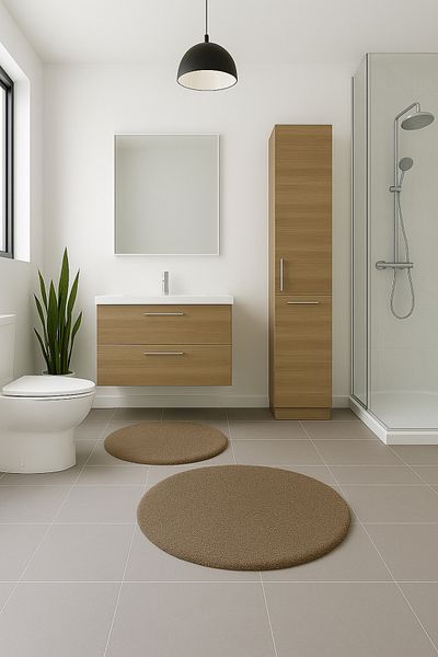 KEVLİNE Bathroom Mat Round Double Toilet Set 80X80 - 60X60, Soft Soft Key