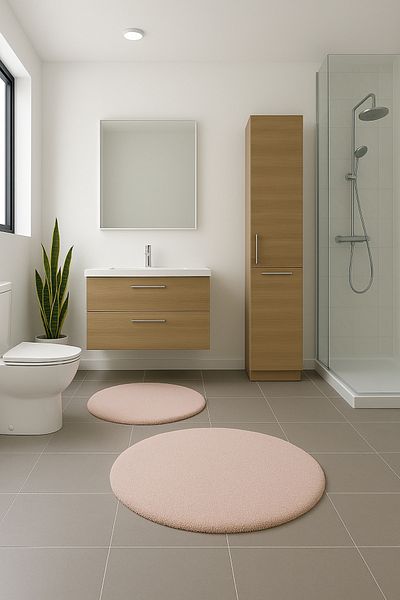 KEVLİNE Bathroom Mat Round Double Toilet Set 80X80 - 60X60, Soft Soft Key