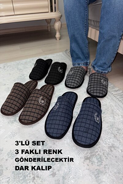 Marka Vizyon 3'lü Erkek Ev Terliği Misafir Bohça Çeyiz Terliği