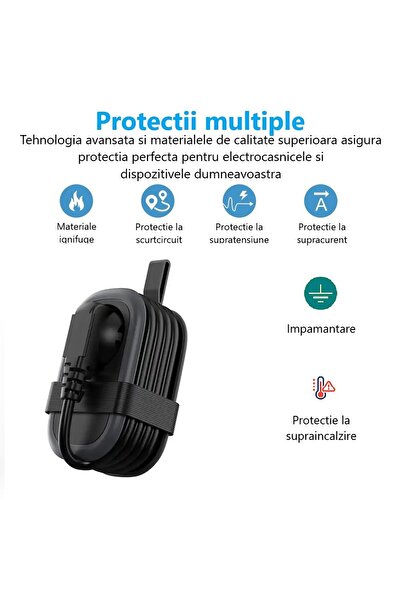 INNOVIO Prelungitor portabil INNOVIO®, Putere mare 4000W/16A, 1 priza AC, 3 porturi USB, Cablu 1.13 m