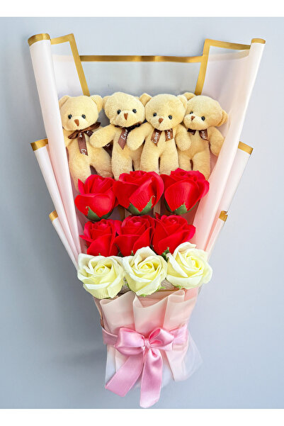 Linalux Gifts Sevgiliye Hediye Ayıcıklı Çiçek Buketi Sevgiliye Özel Ayıcık ve...