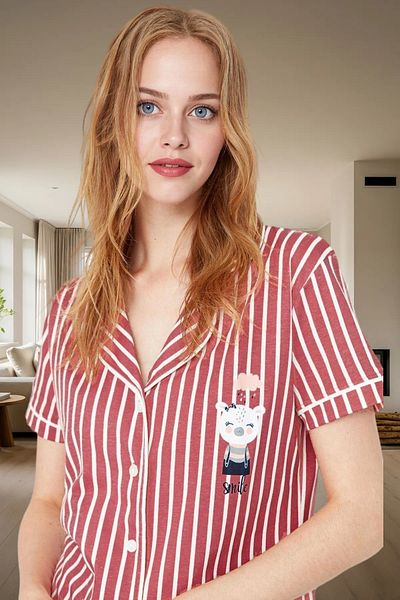 PayBuy Women's Short Sleeve Striped Cotton Pajamas Set Comfortable Home Wear Set Carefully Selected