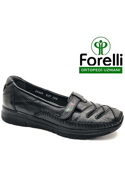Forelli Pantofi casual de damă Elena din piele naturală ortopedică confort NEGRU