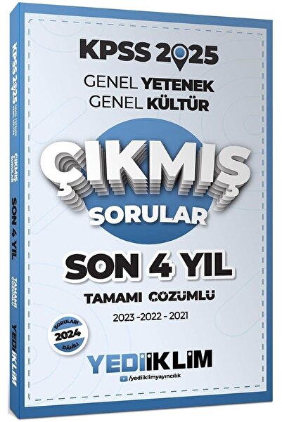 Yediiklim Yayınları 2025 KPSS GK-GY Son 4 Yıl Tamamı Çözümlü Çıkmış Sorular