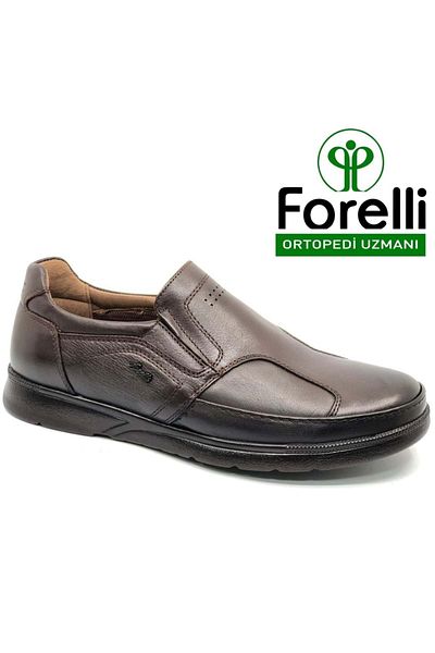 Forelli Hoka (BUNYON) Special, мъжки ежедневни ортопедични обувки от естествена кожа за костни издатини, кафяви