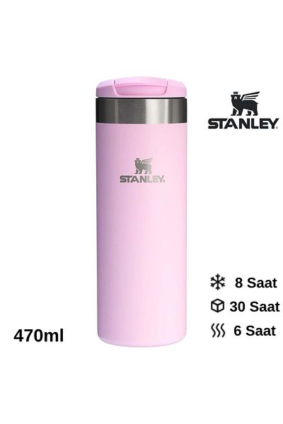 Stanley الايرلايت ™   كوب ترانزيت سعة 0.47 لتر، كوب ترمس، زجاجة مياه باللون الوردي