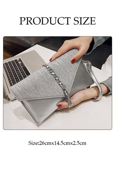 fun zone Women Shiny Glitter Evening Clutch Envelope Handbag Chain Purse Crossbody Bag For Wedding