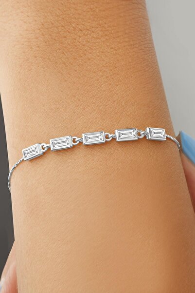 jelux silver Gümüş 925 Ayar Baget Taşlı Bileklik