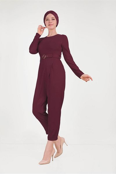 Alvina Belted Jumpsuit with Side Zipper 40506