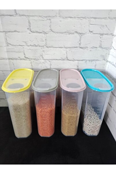 MAVİKÖY 4 Litre 4 Lü Erzak Kabı Bakliyat Saklama Kabı Kiler Box