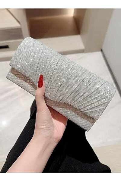 Generic Women Shiny Glitter Evening Clutch Bag Envelope Handbag Chain Purse Bag Crossbody Bag For Wed