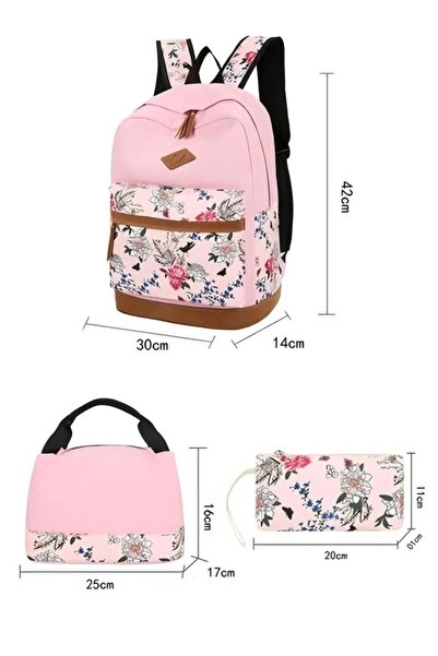 Generic School Backpacks For Teen Girls 3 In 1 School Bookbags Set Lunch Bag Pencil Case Travel Light