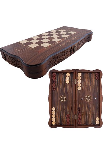 Helena Set de table și șah lucrat manual - lemn masiv și sidef