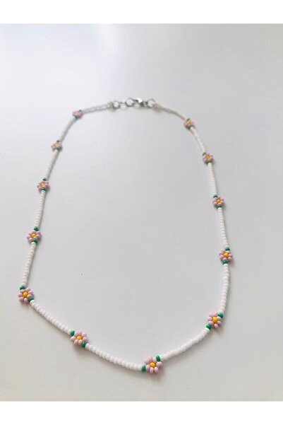 Handmade Minimal Boncuk Papatya Kolye