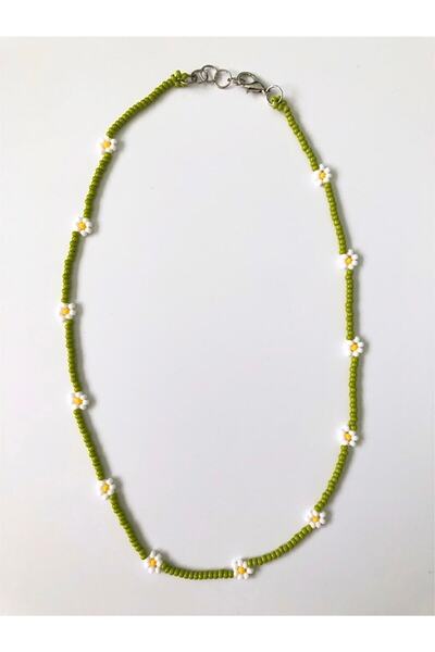 Handmade Minimal Boncuk Papatya Kolye
