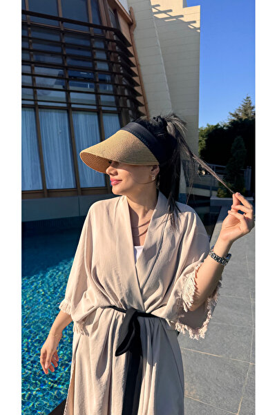 Luminos Butik Camel Güneş Koruyucu Ithal Katlanabilir Cırtlı Hasır Vizör - Tenisçi - Golf Şapka Hsr2060