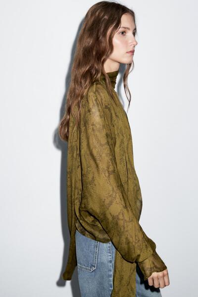 Massimo Dutti Desenli dökümlü bluz