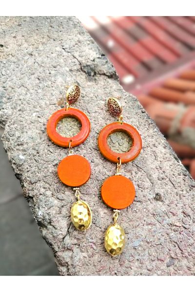 dela otantik Women's Authentic Long Earrings Wood Earrings Ethnic Bohemian Handmade Bijouterie Jewelry. Length: 9 cm - 6 Colors