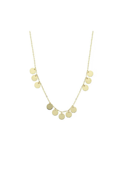 EnginGold 14 Ayar Altın Taşsız Pullu Kolye