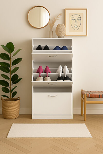 Living خزانة أحذية، لون أبيض، 3 طبقات، 60*116 سم