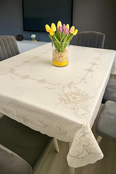 LİMAY مظهر دانتيل PVC فاخر - مقاوم للماء - قابل للمسح - قابل للغسل - الأول. مفرش طاولة PVC من الدرجة