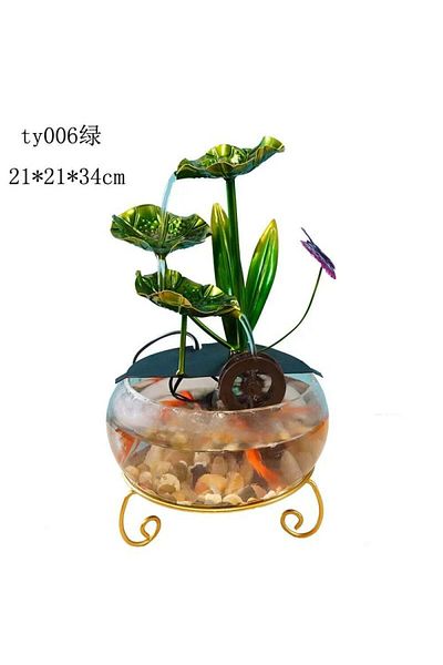 Living Decorative Fountain with Glass Fish Tank, USB Powered
