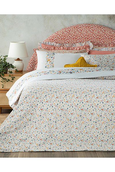 English Home Set cuvertură de pilota de o persoană din bumbac Ranforce Bloomy Lines 160x220 Cm Galben