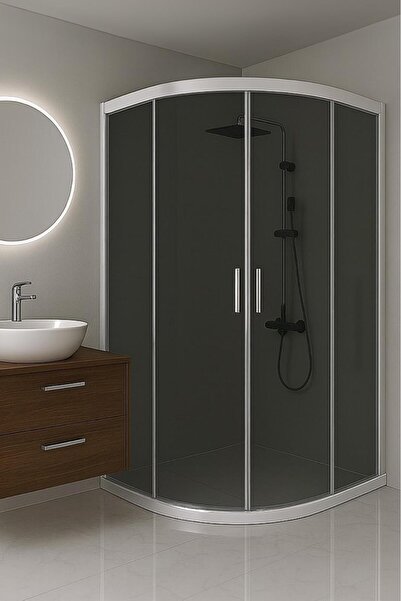 Durul Duşakabin Füme Temper Cam Oval Beyaz Profil - Yükseklik: 190 Cm