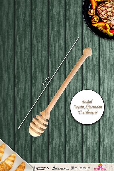 MONTESEV Olive Tree Wooden Board Honey Jam Spoon Breakfast Fork Breakfast Knife (OLIVE TREE)