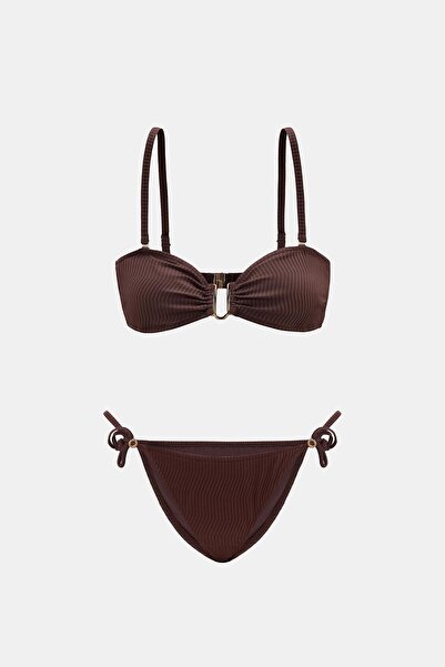 Amarelle Assos Mocha Kahverengi Straplez Yandan Bağlamalı Bikini Takım