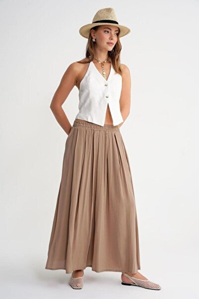 Mixray 4612 Fusta pliată cu buzunare laterale pentru femei Soil