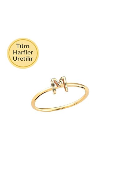 EnginGold 14 Ayar Altın M Harfli Yüzük