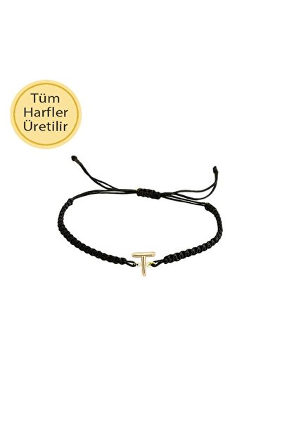EnginGold İp Örgü 14 Ayar Altın T Harfli Bileklik
