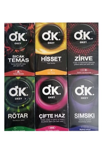 Okey 60'lı Karışık Set 6 Paket Prezervatif 60 Adet Gizli Gönderim Sağlıkcı Marketim