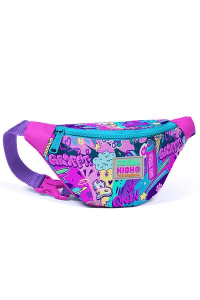 Coral High Graffiti Patterned Children's Waist Bag - 11512