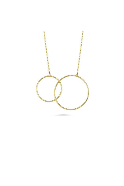 EnginGold 14 Ayar Altın Iç Içe Ikili Halka Kolye