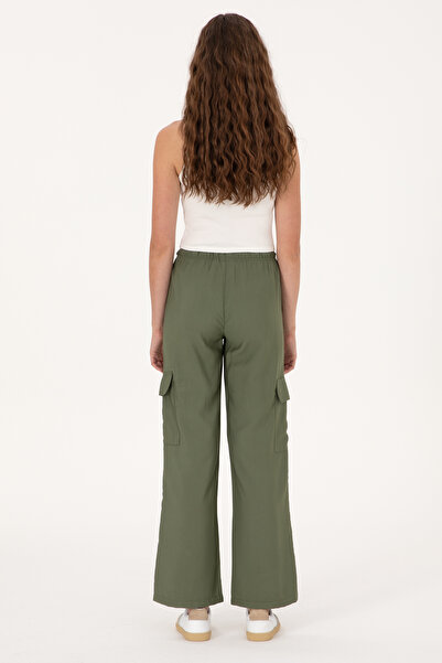 U.S. Polo Assn. Women's Dark Khaki Cargofit Canvas Trousers 50309123-Vr111