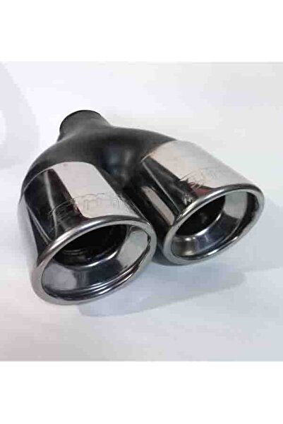 AUTO LUXURY 76 Mm. Çiftli Içi Dolu Eğimli Eşit Krom Egzoz Eksoz Ucu 1 ADET