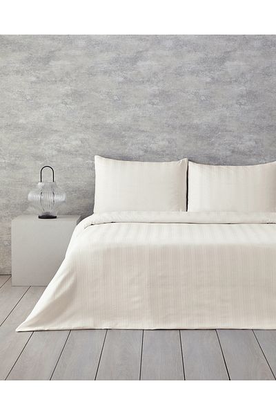 English Home Set cuvertură de pilota dublă din satin de bumbac Lior Ivory