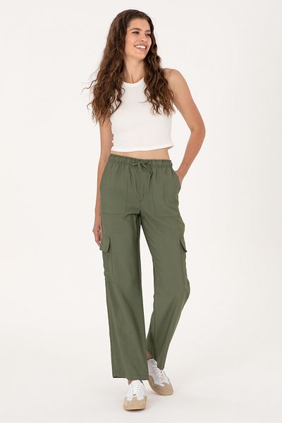 U.S. Polo Assn. Women's Dark Khaki Cargofit Canvas Trousers 50309123-Vr111