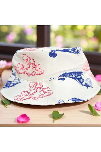 Balgüneş Tekstil 4/8 Years Girl Patterned Flower Hat-52Cm Blue