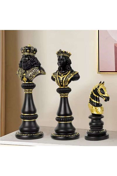 BLA BLA FOAM Set 3 Piese De Șah Decorative Din Rășină, 29,27,18 Cm