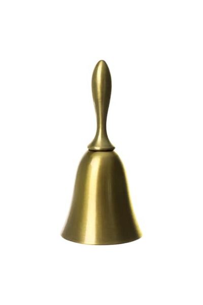 BLA BLA FOAM Brass Bell with Long Handle, Gold, Simple, 10x4.8 cm