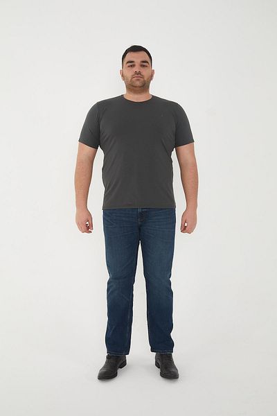 Maccali Slim Fit Men's T-Shirt - Short Sleeves - Basic Stlitli -Anthrazit