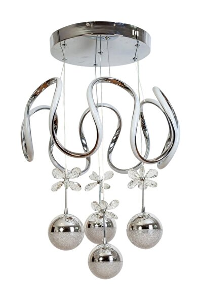 EY-EL TASARIM Maxsi 4 Lü Ledli Krom 3 Renk Sarkıt Avize