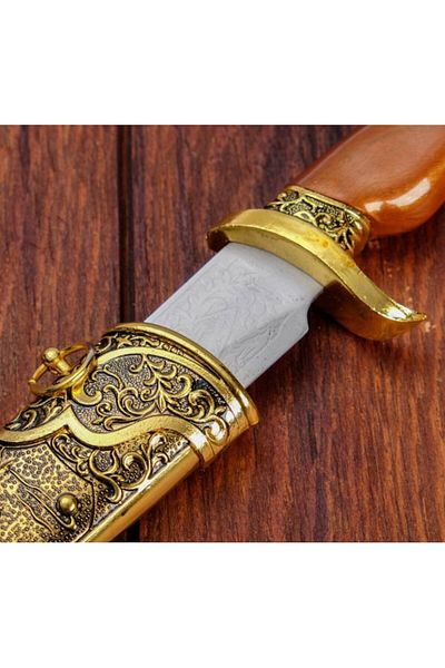 BLA BLA FOAM Decorative Knife with Sculpted Sheath, Wooden Handle, Deer Head, Unsharpened Blade, Vintage Design,
