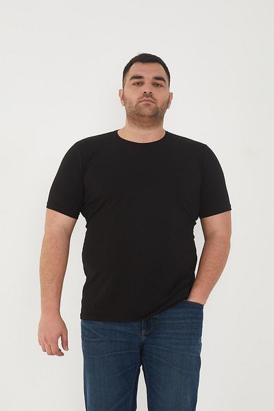 Maccali Men's Slim Fit Oversize Short Sleeve Basic T-Shirt Black