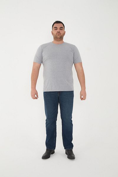 Maccali Men's Slim Fit Oversize Short Sleeve Basic T-Shirt Gray